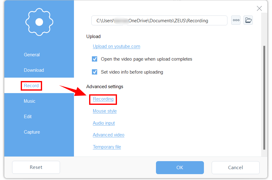 genshin recorder, customize recording settings