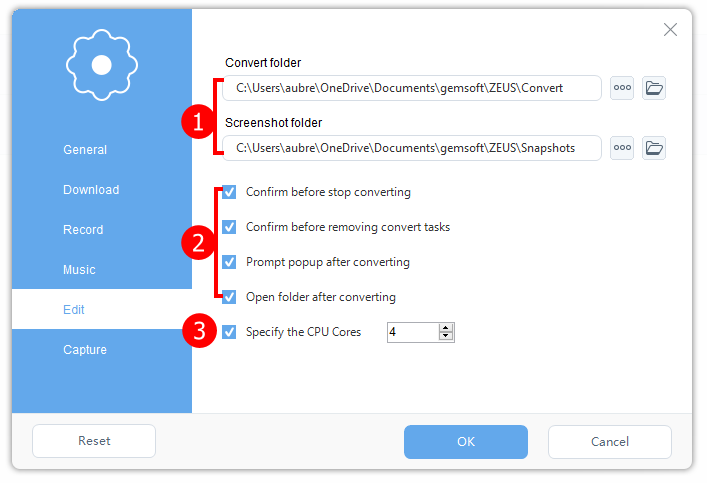 setting configuration, use zeus edit to configure, open edit tab