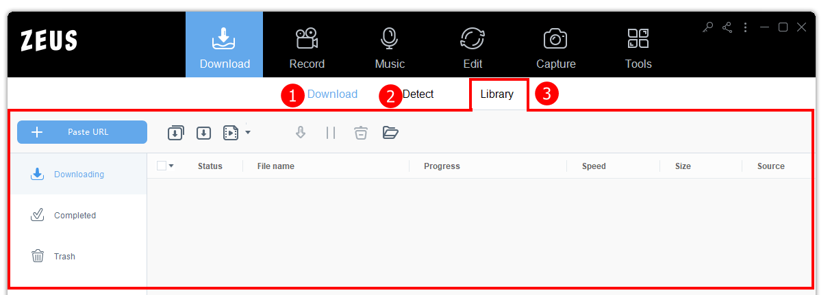 download function using zeus download, universal search using zeus download, search file in library