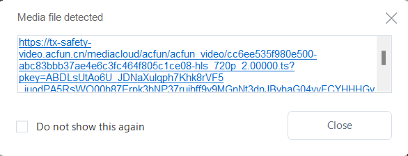 download acfun video, media file detected