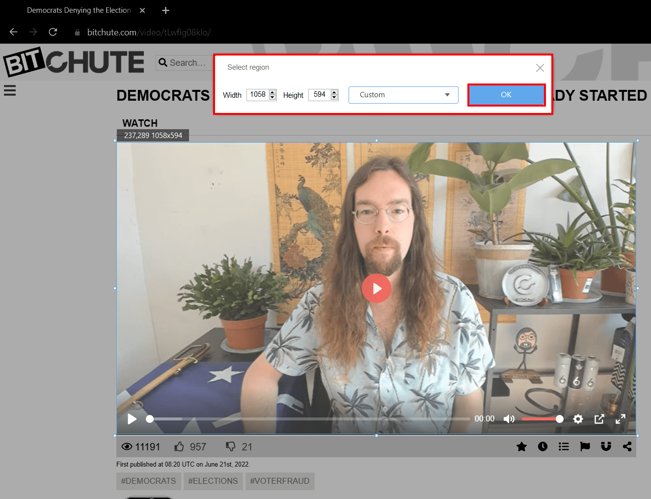 bitchute video downloader, adjust recording area