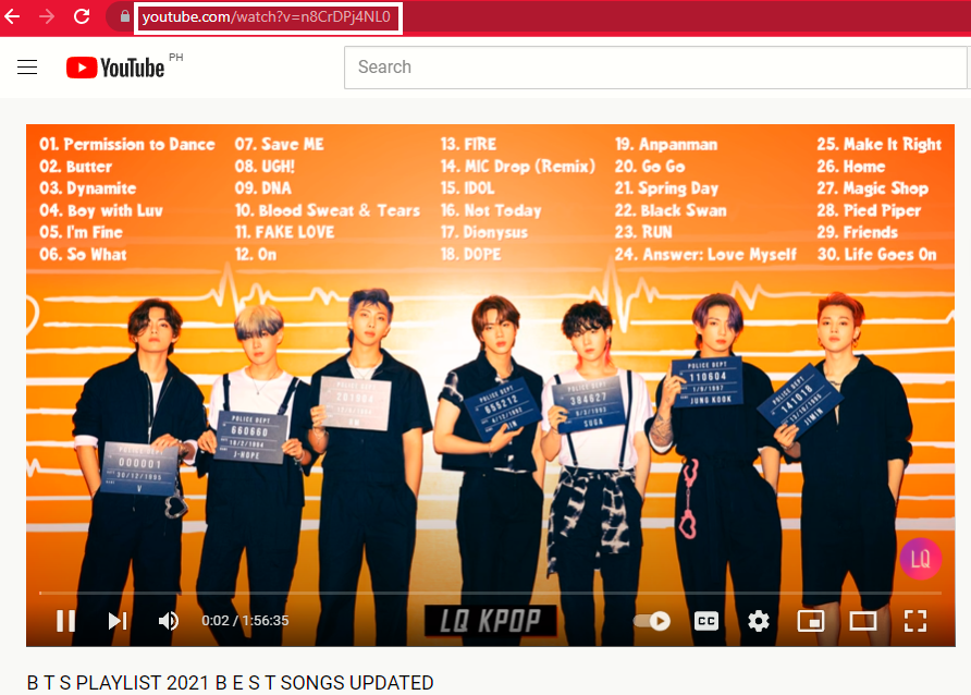 download BTS songs, copy url