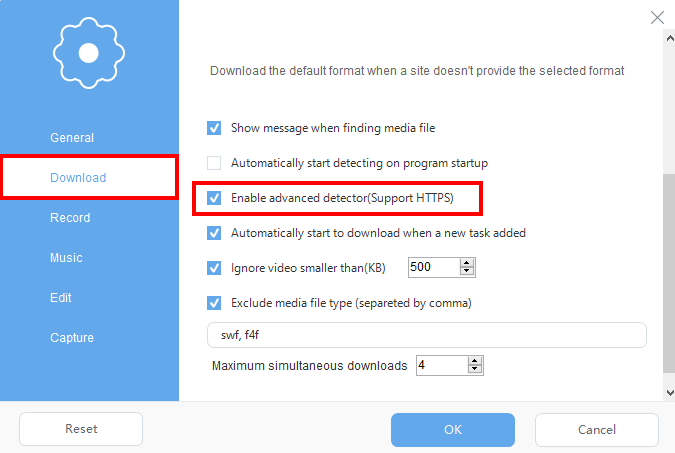 external detector not working, enable external detector, enable the advanced detection function