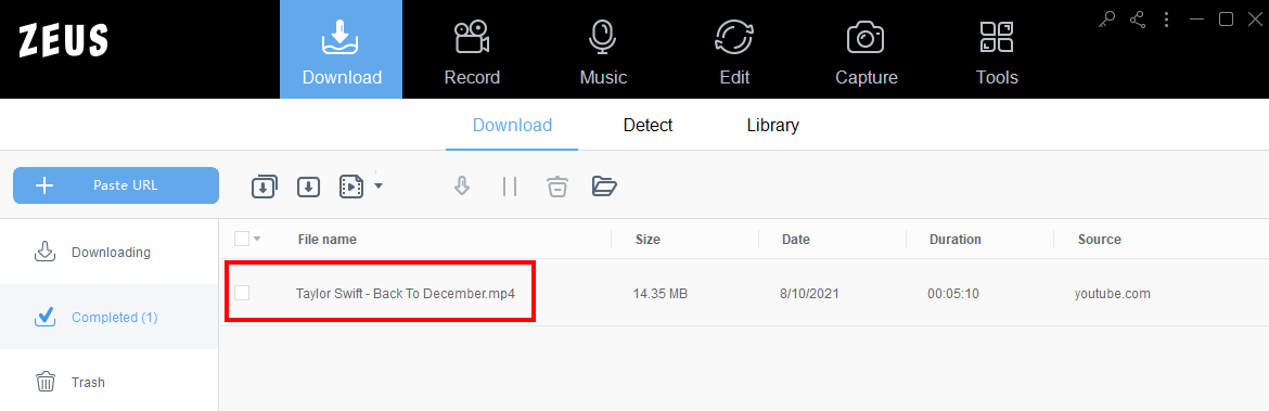 downloaded video in library, listening to your downloaded file