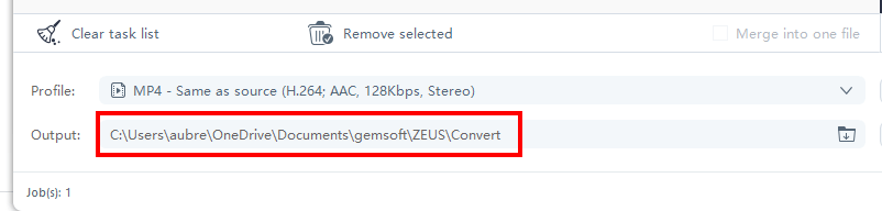 zeus edit for conversion, specifying file size