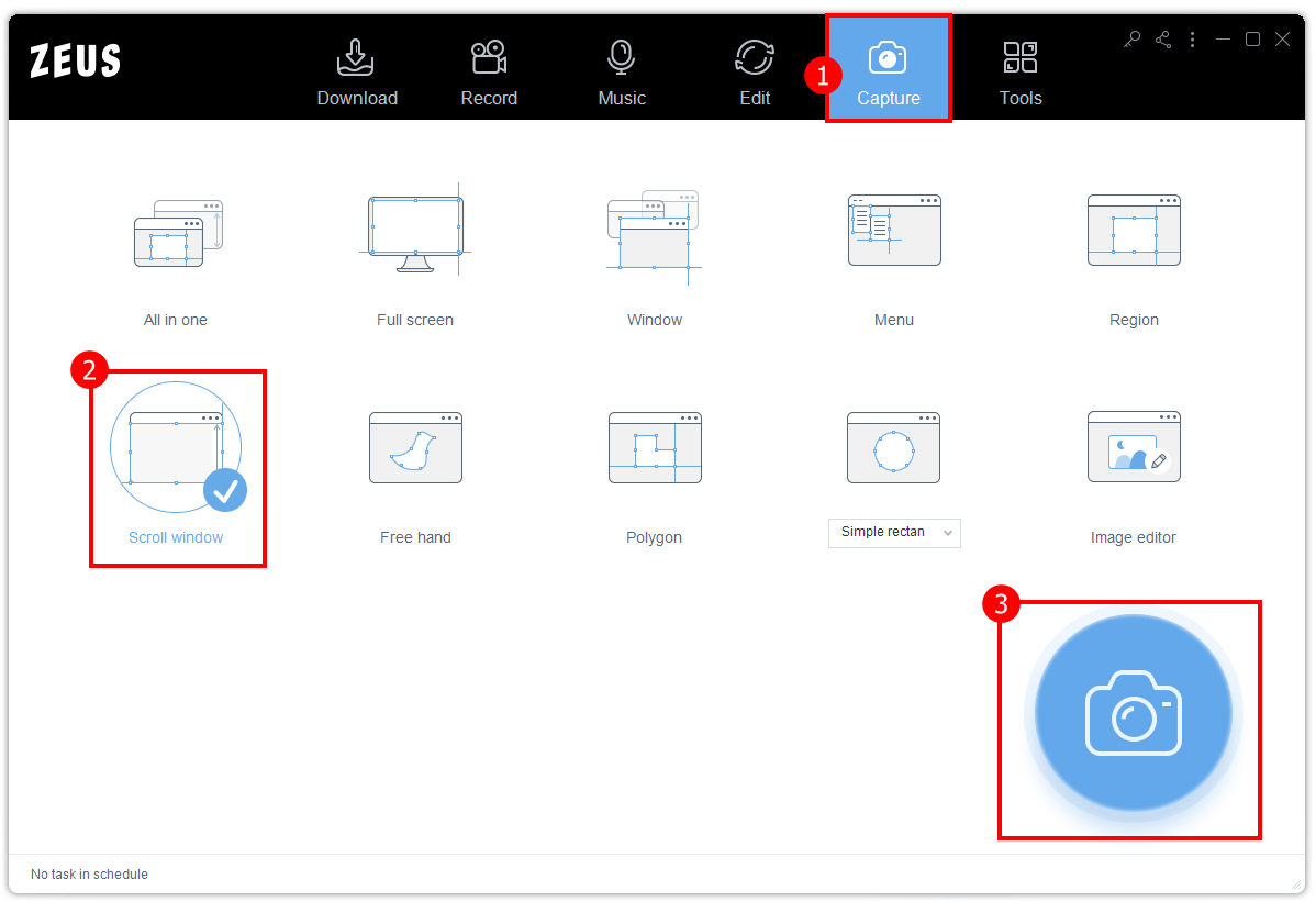 scroll window capture, open software