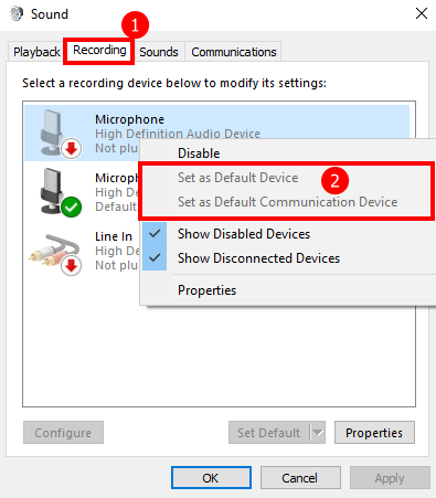 can't record microphone sound using zeus, no microphone selected, set default device