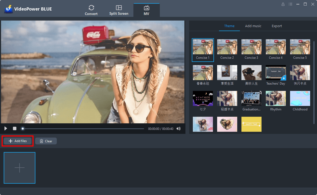 make slideshow using videopower blue, add media files