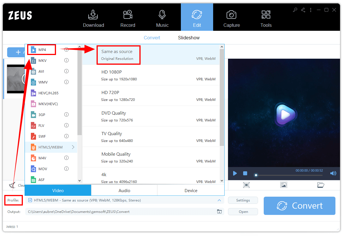 converter for videos, change format