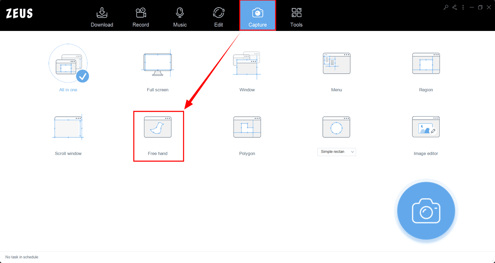 capture transparent background, choose screenshot mode