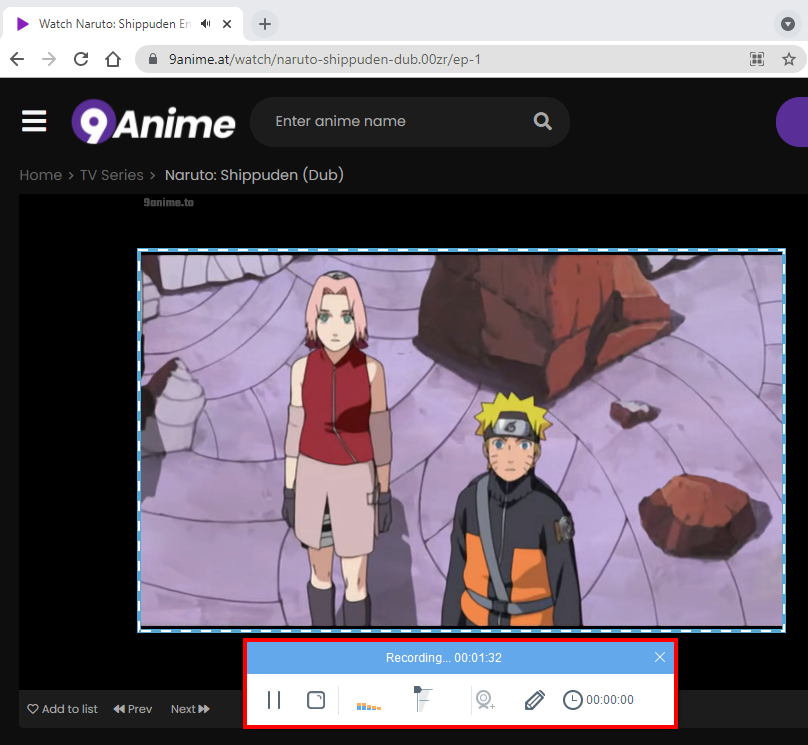 download from 9anime, recording anime video