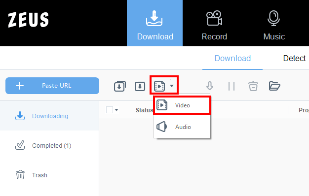 video downloaded is audio only, set download type to video, change download type to video