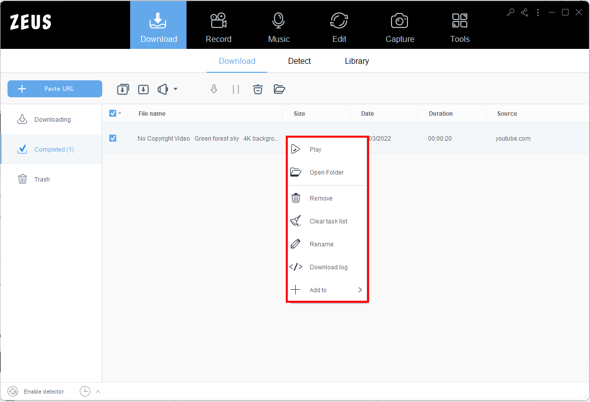 zeus manage download, manage auto-detect download