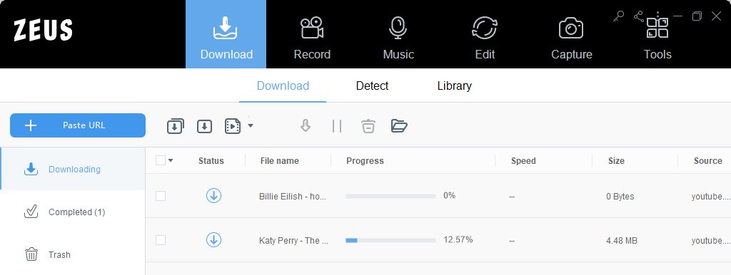 download videos using ZEUS, downloading music