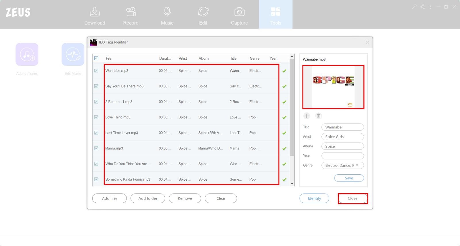 zeus id3 tags complete, identify music